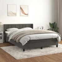 vidaXL Boxspringbett mit Matratze Dunkelgrau 140x200 cm Samt