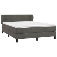 vidaXL Boxspringbett mit Matratze Dunkelgrau 140x200 cm Samt