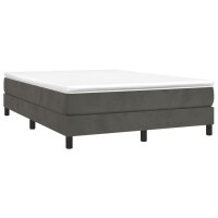 vidaXL Boxspringbett mit Matratze Dunkelgrau 140x200 cm Samt