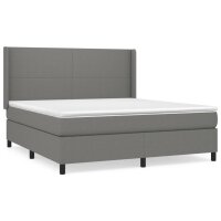 WOWONA Boxspringbett mit Matratze Dunkelgrau 160x200 cm Stoff