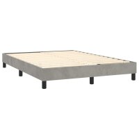 vidaXL Boxspringbett mit Matratze &amp; LED Hellgrau 140x200 cm Samt