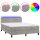 vidaXL Boxspringbett mit Matratze &amp; LED Hellgrau 140x200 cm Samt