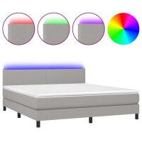 vidaXL Boxspringbett mit Matratze &amp; LED Hellgrau 180x200 cm Stoff