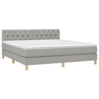 vidaXL Boxspringbett mit Matratze &amp; LED Hellgrau 160x200 cm Stoff