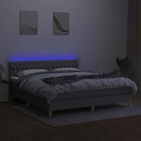 vidaXL Boxspringbett mit Matratze &amp; LED Hellgrau 160x200 cm Stoff