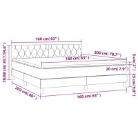 vidaXL Boxspringbett mit Matratze &amp; LED Hellgrau 160x200 cm Stoff