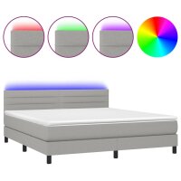 vidaXL Boxspringbett mit Matratze &amp; LED Hellgrau 180x200 cm Stoff