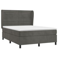 vidaXL Boxspringbett mit Matratze Dunkelgrau 140x190 cm Samt