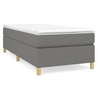 vidaXL Boxspringbett mit Matratze Dunkelgrau 90x200 cm Stoff