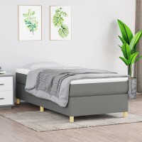 vidaXL Boxspringbett mit Matratze Dunkelgrau 90x200 cm Stoff