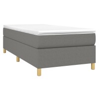 vidaXL Boxspringbett mit Matratze Dunkelgrau 90x200 cm Stoff