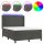 vidaXL Boxspringbett mit Matratze &amp; LED Dunkelgrau 140x190 cm Samt