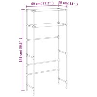 vidaXL Waschmaschinenregal 2 Ebenen Schwarz 69x28x143 cm Eisen