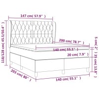 vidaXL Boxspringbett mit Matratze Hellgrau 140x200 cm Samt