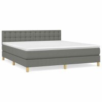 vidaXL Boxspringbett mit Matratze Dunkelgrau 160x200 cm Stoff