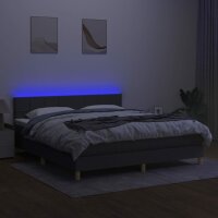 vidaXL Boxspringbett mit Matratze &amp; LED Dunkelgrau 160x200 cm Stoff