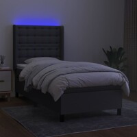 vidaXL Boxspringbett mit Matratze &amp; LED Dunkelgrau 80x200 cm Stoff