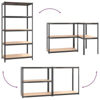 vidaXL Regale mit 5 B&ouml;den 2 Stk. Anthrazit Stahl &amp; Holzwerkstoff