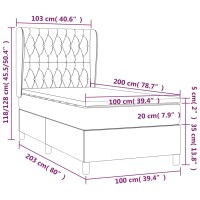 vidaXL Boxspringbett mit Matratze Dunkelgrau 100x200 cm Stoff