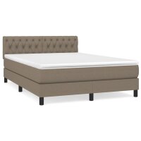 vidaXL Boxspringbett mit Matratze Taupe 140x200 cm Stoff