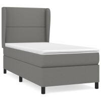 vidaXL Boxspringbett mit Matratze Dunkelgrau 100x200 cm Stoff