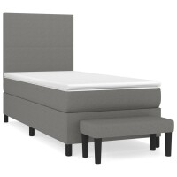 WOWONA Boxspringbett mit Matratze Dunkelgrau 100x200 cm Stoff