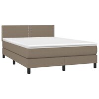 vidaXL Boxspringbett mit Matratze &amp; LED Taupe 140x200 cm Stoff