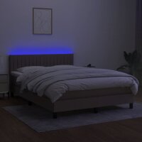 vidaXL Boxspringbett mit Matratze &amp; LED Taupe 140x200 cm Stoff