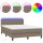 vidaXL Boxspringbett mit Matratze &amp; LED Taupe 140x200 cm Stoff