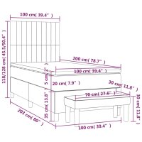 WOWONA Boxspringbett mit Matratze Dunkelgrau 100x200 cm Stoff