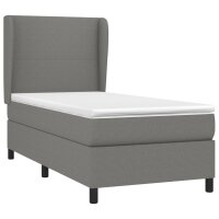 vidaXL Boxspringbett mit Matratze Dunkelgrau 100x200 cm Stoff