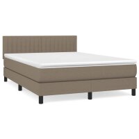 vidaXL Boxspringbett mit Matratze Taupe 140x200 cm Stoff