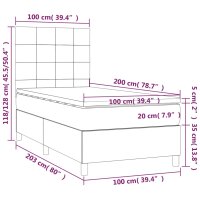 vidaXL Boxspringbett mit Matratze Dunkelgrau 100x200 cm Stoff