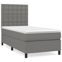 vidaXL Boxspringbett mit Matratze Dunkelgrau 100x200 cm Stoff