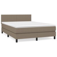 vidaXL Boxspringbett mit Matratze Taupe 140x200 cm Stoff