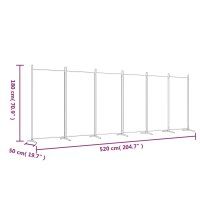 vidaXL 6-tlg. Paravent Wei&szlig; 520x180 cm Stoff