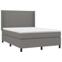 vidaXL Boxspringbett mit Matratze Dunkelgrau 140x200 cm Stoff