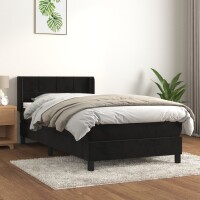 vidaXL Boxspringbett mit Matratze Schwarz 100x200 cm Samt