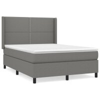 vidaXL Boxspringbett mit Matratze Dunkelgrau 140x200 cm Stoff