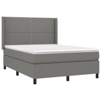 vidaXL Boxspringbett mit Matratze Dunkelgrau 140x200 cm Stoff