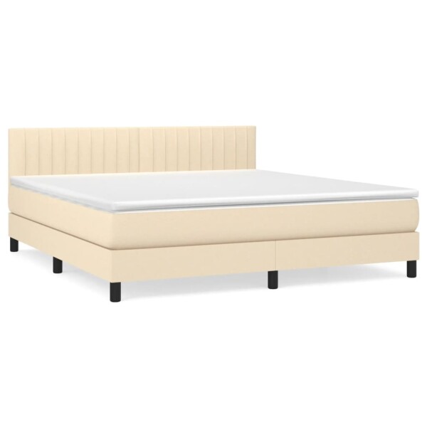 vidaXL Boxspringbett mit Matratze Creme 160x200 cm Stoff