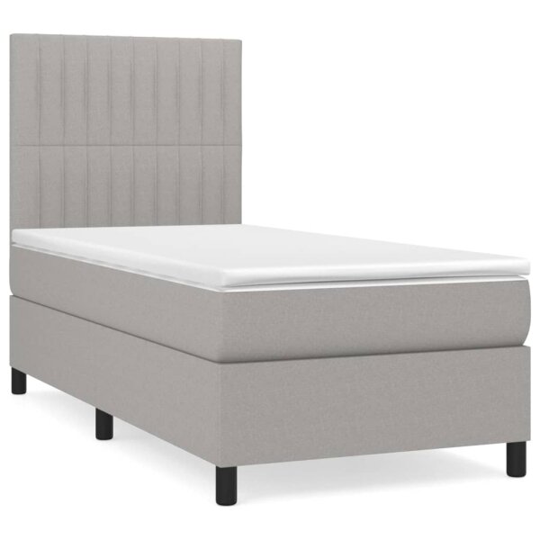 vidaXL Boxspringbett mit Matratze Hellgrau 80x200 cm Stoff