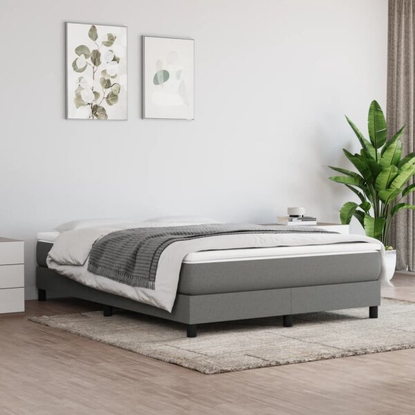 vidaXL Boxspringbett Dunkelgrau 140x190 cm Stoff