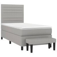 vidaXL Boxspringbett mit Matratze Hellgrau 80x200 cm Stoff