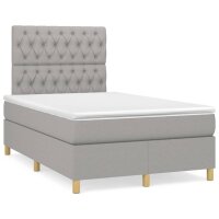 vidaXL Boxspringbett mit Matratze Hellgrau 120x200 cm Stoff