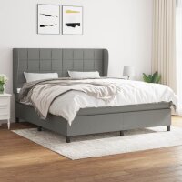 vidaXL Boxspringbett mit Matratze Dunkelgrau 180x200 cm Stoff