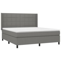 vidaXL Boxspringbett mit Matratze Dunkelgrau 180x200 cm Stoff