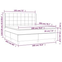 vidaXL Boxspringbett mit Matratze Dunkelgrau 180x200 cm Stoff