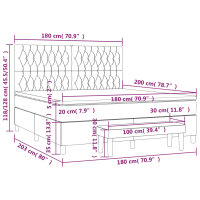 vidaXL Boxspringbett mit Matratze Dunkelgrau 180x200 cm Stoff