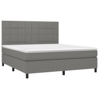 vidaXL Boxspringbett mit Matratze Dunkelgrau 180x200 cm Stoff